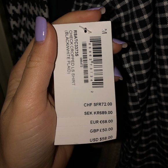 American Apparel Cropped B&W Plaid Shirt - Picture 3 of 3